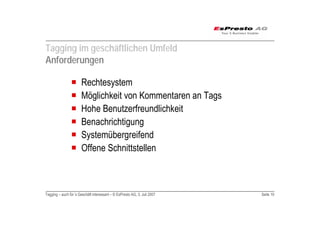 Tagging auch für das Geschäft interessant