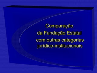 CCoommppaarraaççããoo 
ddaa FFuunnddaaççããoo EEssttaattaall 
ccoomm oouuttrraass ccaatteeggoorriiaass 
jjuurrííddiiccoo--iinnssttiittuucciioonnaaiiss 
 