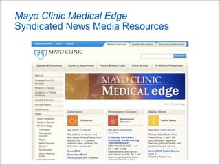Mayo Clinic Medical Edge Sample
Sound Bite
 