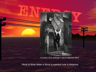 Courtesy Jerry Ohlinger’s Movie Material Store

Work is done when a force is exerted over a distance.

 
