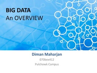 Diman Maharjan
070bex412
Pulchowk Campus
BIG DATA
An OVERVIEW
 
