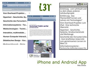 L3T



iPhone and Android App
                 http://l3t.eu
 