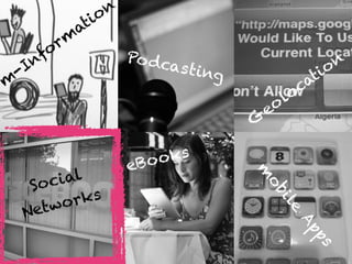 o n
          ti
Step towards digital
         a
      rm
   lecture room
     fo          Po dc                                n
   In                 a   s ting                    o
m
 -                                             ti
                                             ca
                                          lo
                                       eo
                                   G

                 eB o oks
       ial



                                   m
   So c



                                   ob
    tw o rks



                                        il
  Ne



                                          e
                                            Ap
                                              ps
 