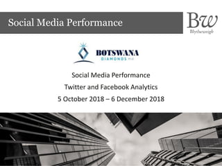 Social Media Performance
Social Media Performance
Twitter and Facebook Analytics
5 October 2018 – 6 December 2018
 