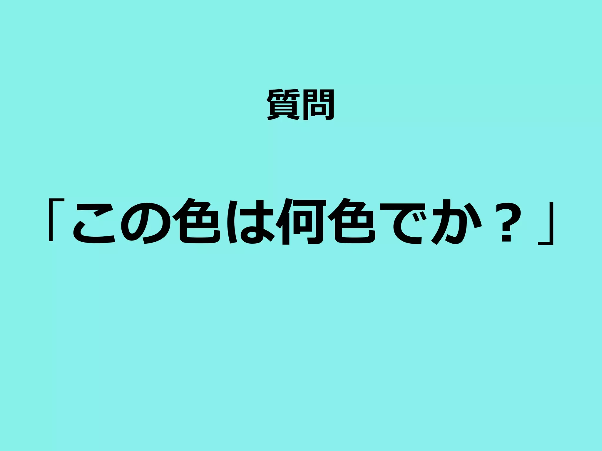 質問
「この⾊色は何⾊色でか？」
 