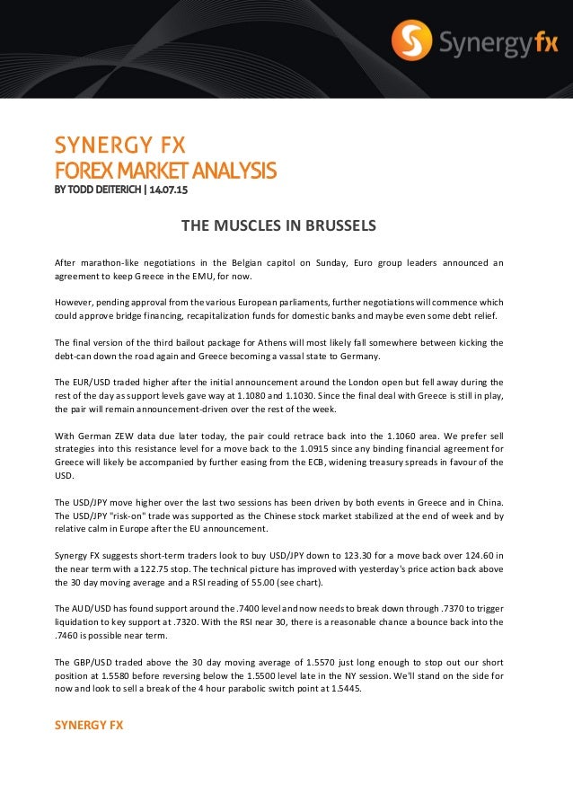 Synergy Fx Forex Market Analysis!    14th July 2015 - 