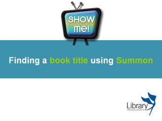 Finding a book title in Summon