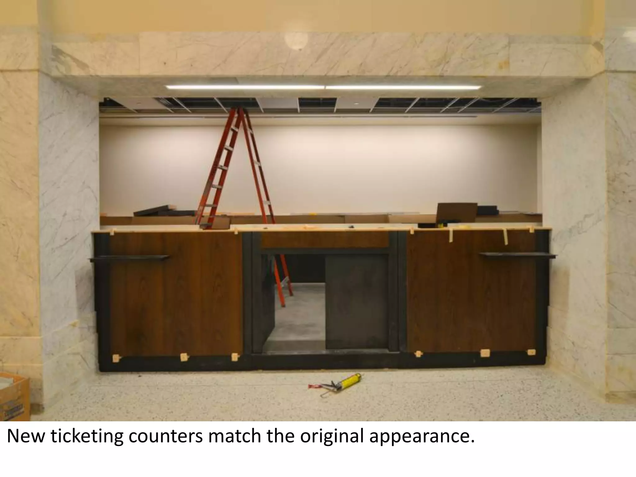 New ticketing counters match the original appearance. 