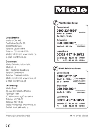 Änderungen vorbehalten/4508   M.-Nr. 07 168 030 / 05
 