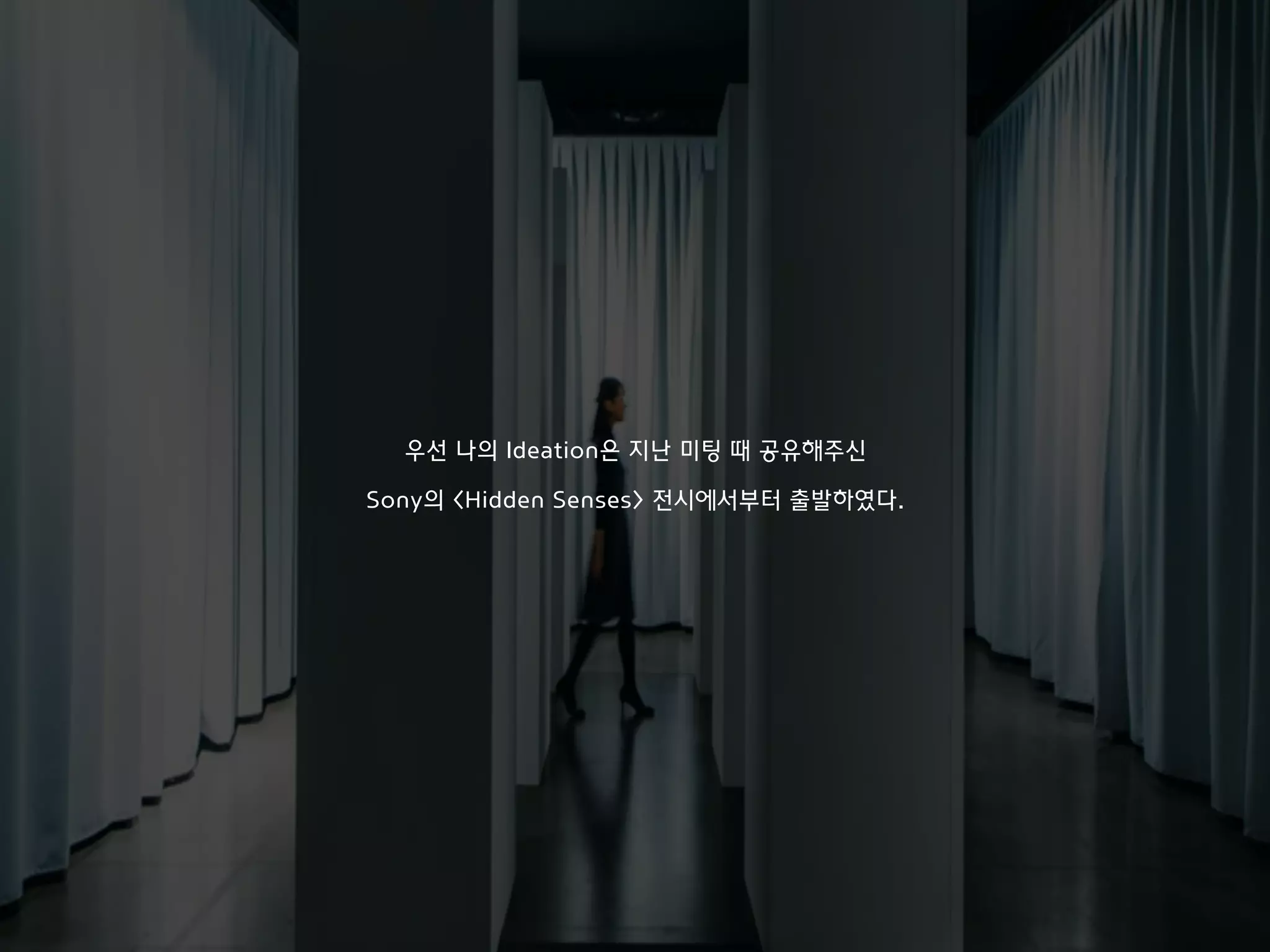우선 나의 Ideation은 지난 미팅 때 공유해주신
Sony의 <Hidden Senses> 전시에서부터 출발하였다.
 