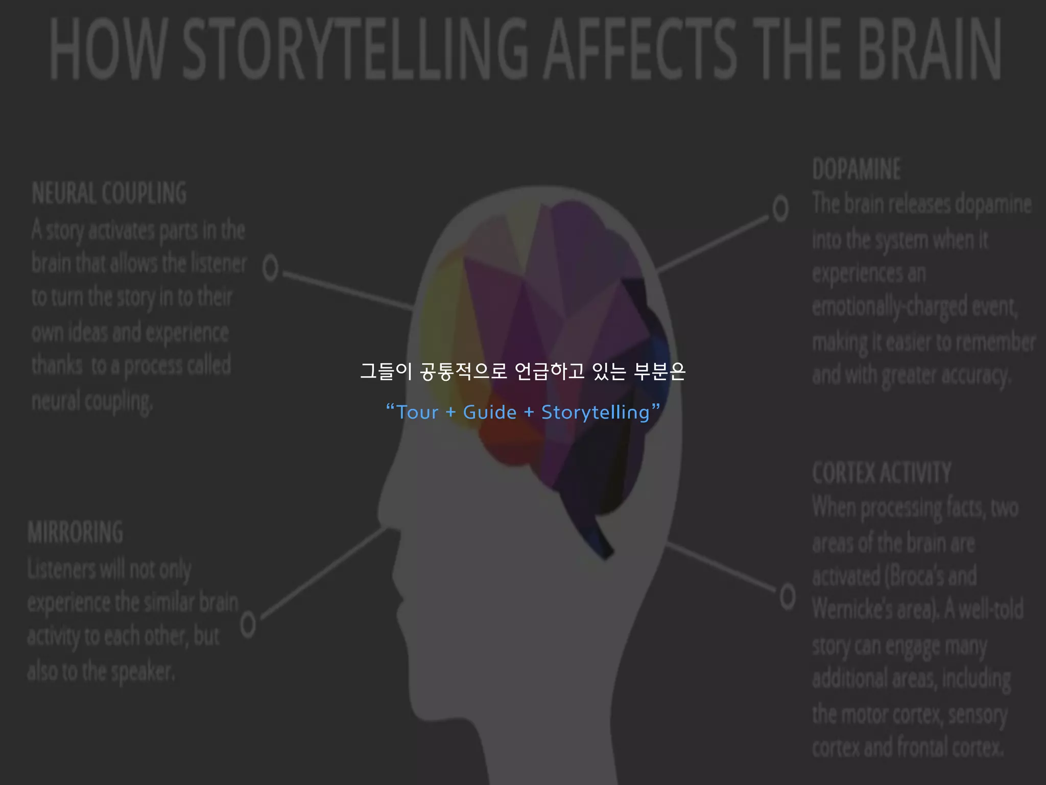 그들이 공통적으로 언급하고 있는 부분은
“Tour + Guide + Storytelling”
 