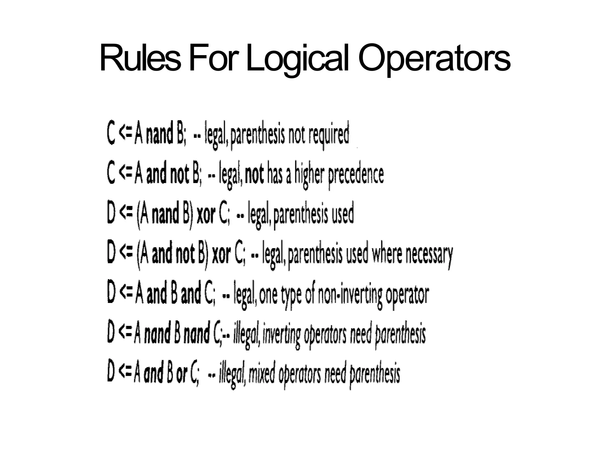 RulesFor Logical Operators
 