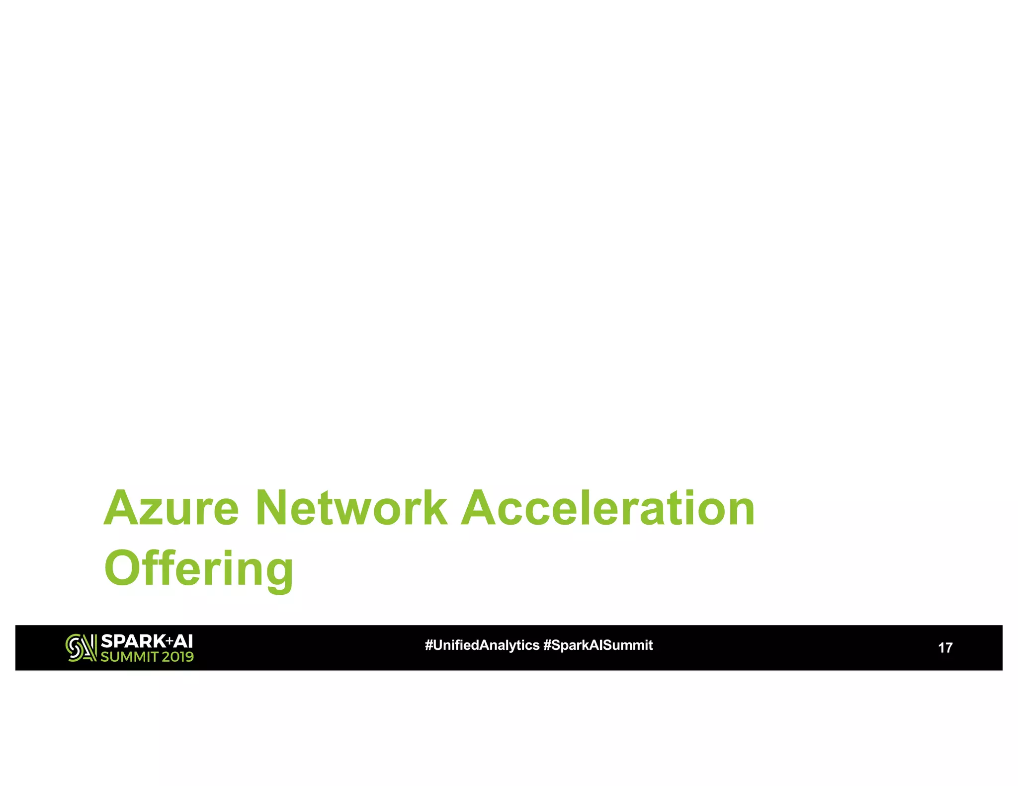Azure Network Acceleration
Offering
17#UnifiedAnalytics #SparkAISummit
 
