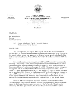 OIP Letter on Civil Beat Appeal