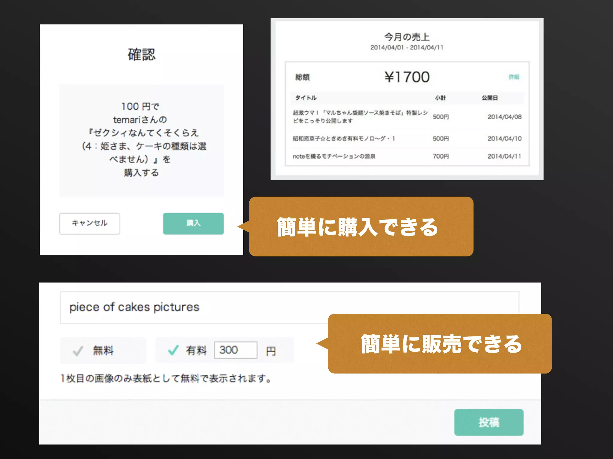 簡単に販売できる
簡単に購入できる
 