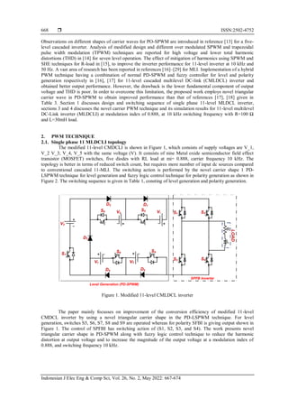 Multi-level inverter with novel carrier pulse width modulation ...