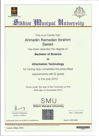 Sikkim Manipal Certificate