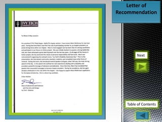 Table of Contents
Next
Letter of
Recommendation
 