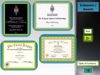 Endeavors /
Awards
Table of Contents
Next
 