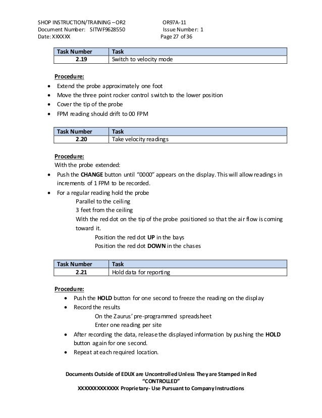 Technical Process Instruction Work Sample