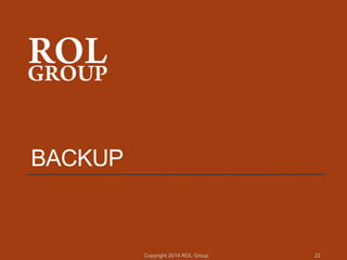 BACKUP
Copyright 2014 ROL Group 22
 