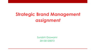 Strategic Brand Management 
assignment 
Surabhi Goswami 
20130120073  