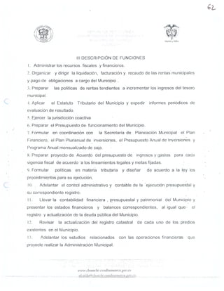 MANUAL DE FUNCIONES SEGUNDA PARTE