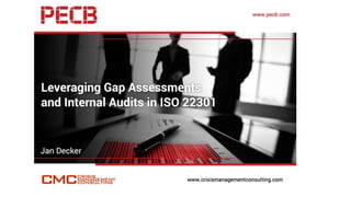 LEVERAGING ASSESSMENTS AND
AUDITS IN ISO 22301
Return on Investment through Performance
Jan Decker
Crisis Management Consulting
BCMS Basics
www.crisismanagementconsulting.com
 