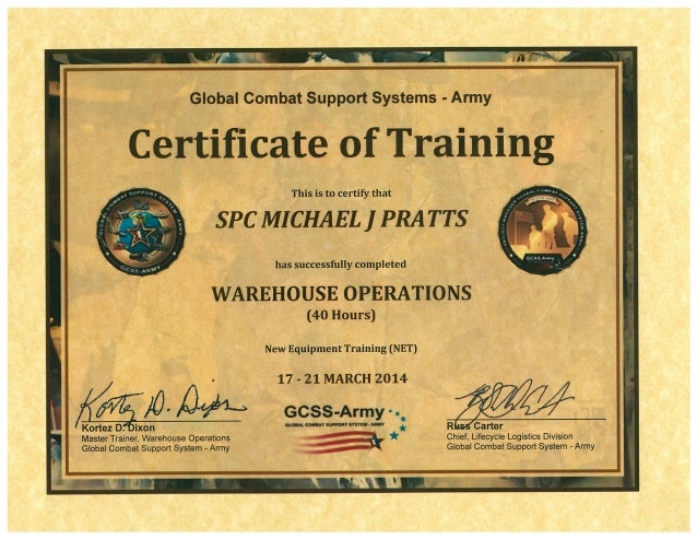 army training certificate
