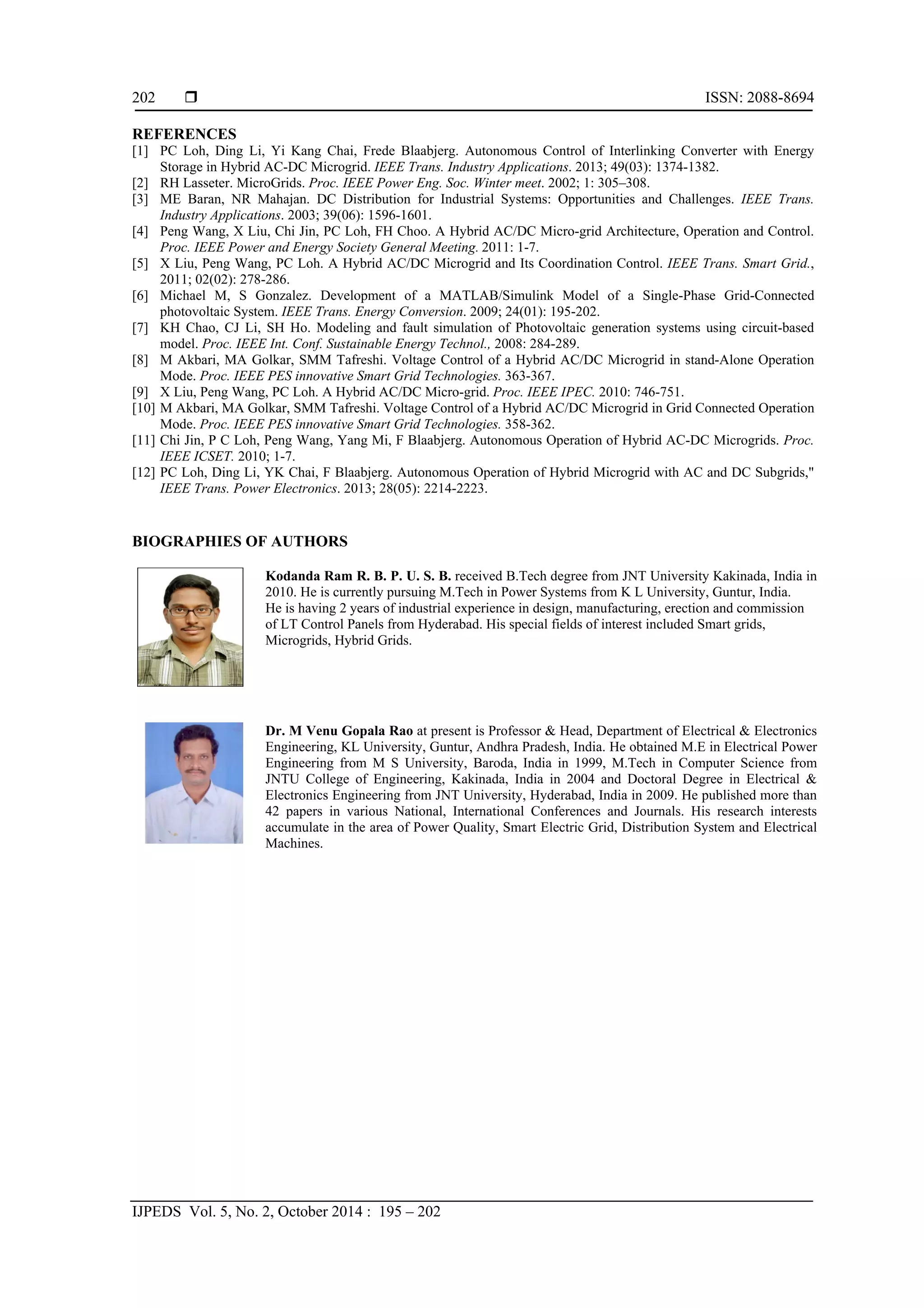 Operation and Control of Grid Connected Hybrid AC/DC Microgrid using ...