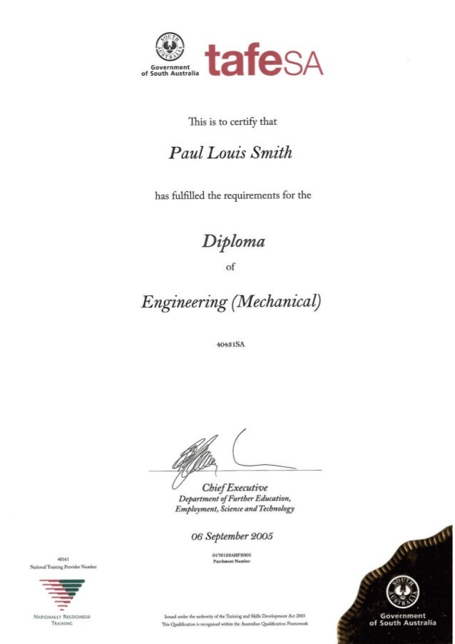 Diploma of Mechanical Engineering