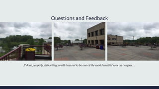 Questions and Feedback
If done properly, this setting could turn out to be one of the most beautiful area on campus…
 