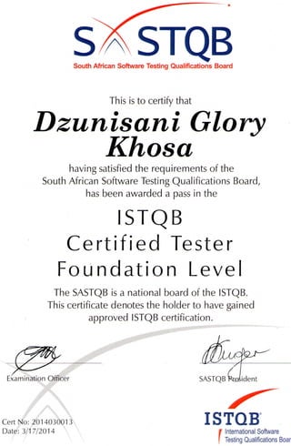 ISTQB Foundation Certificate