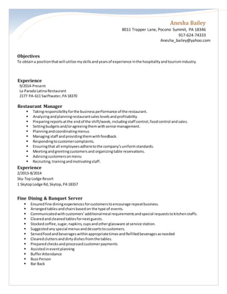 Anesha Bailey Resume... | PDF
