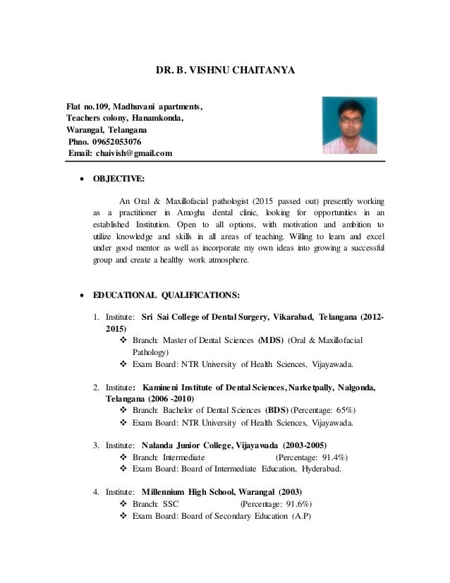 dental surgeon resume