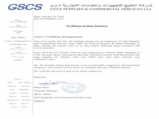Ali Hisham Certificates of Appreciation for Linkdin