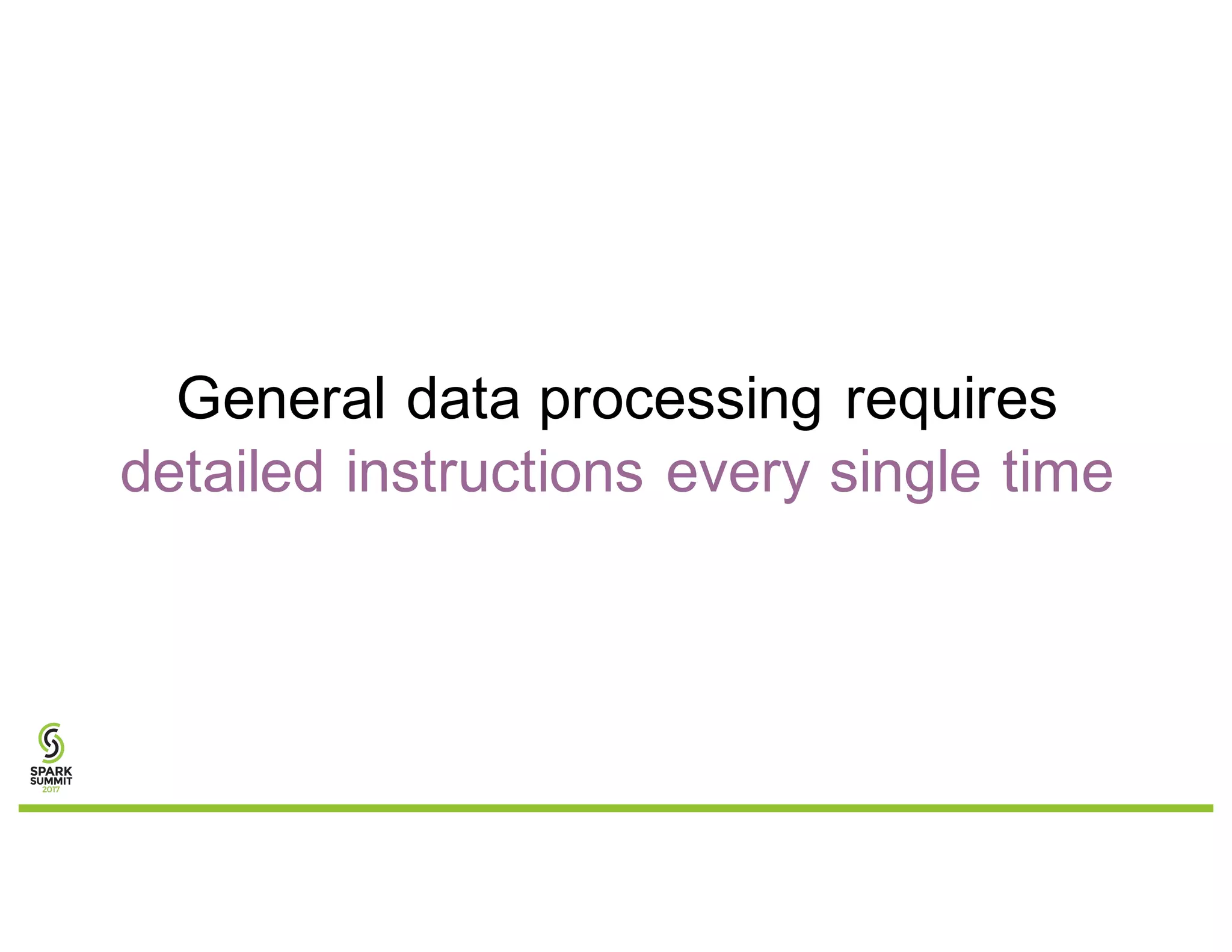 General data processing requires
detailed instructions every single time
 