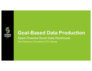 Spark-Powered Smart Data Warehouse
Sim Simeonov,Founder & CTO, Swoop
Goal-Based Data Production
 