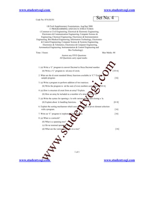 07 A1 Ec01 C Programming And Data Structures | PDF