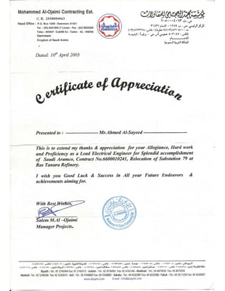 02 Certificate of Appreciation Ras Tanura Project