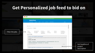 Get Personalized job feed to bid on
Filter the jobs
Get headline of
project
description
 