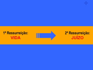 7
2ª Ressurreição:
JUÍZO
INTERVALO
Entre as
duas ressurreições
1ª Ressurreição:
VIDA
 