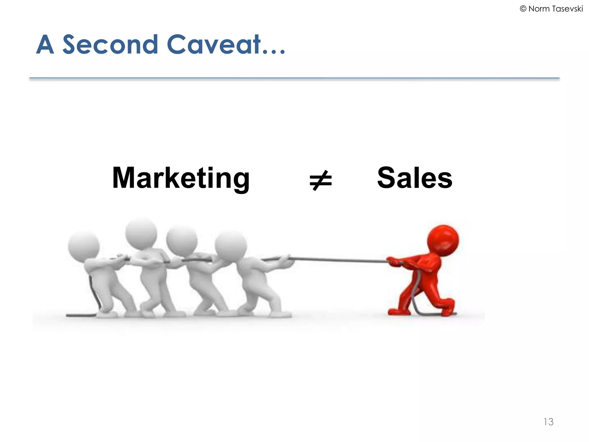 © Norm Tasevski
A Second Caveat…
Marketing
13
Sales≠
 