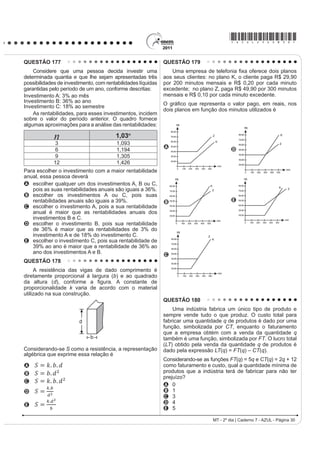 GH $OXt]LR $]HYHGR DV                                     QUESTÃO 119
personagens são observadas como elementos coletivos                                         4XDQGR RV SRUWXJXHVHV VH LQVWDODUDP QR %UDVLO
caracterizados por condicionantes de origem social,
sexo e etnia. Na passagem transcrita, o confronto                                       o país era povoado de índios. Importaram, depois, da
HQWUH EUDVLOHLURV H SRUWXJXHVHV UHYHOD SUHYDOrQFLD GR                                   ÈIULFD JUDQGH Q~PHUR GH HVFUDYRV 2 3RUWXJXrV R
elemento brasileiro, pois                                                               Índio e o Negro constituem, durante o período colonial,
A destaca o nome de personagens brasileiras e omite                                     DV WUrV EDVHV GD SRSXODomR EUDVLOHLUD 0DV QR TXH VH
    o de personagens portuguesas.                                                       UHIHUH j FXOWXUD D FRQWULEXLomR GR 3RUWXJXrV IRL GH ORQJH
B exalta a força do cenário natural brasileiro e                                        a mais notada.
    FRQVLGHUD R GR SRUWXJXrV LQH[SUHVVLYR
C mostra o poder envolvente da música brasileira, que                                       'XUDQWH PXLWR WHPSR R SRUWXJXrV H R WXSL YLYHUDP
    FDOD R IDGR SRUWXJXrV                                                              lado a lado como línguas de comunicação. Era o tupi
D destaca o sentimentalismo brasileiro, contrário à
                                                                                        que utilizavam os bandeirantes nas suas expedições.
    tristeza dos portugueses.
E atribui aos brasileiros uma habilidade maior com                                      (P  GL]LD R 3DGUH $QW{QLR 9LHLUD TXH ³DV IDPtOLDV
    instrumentos musicais.                                                              dos portugueses e índios em São Paulo estão tão
QUESTÃO 118                                                                             ligadas hoje umas com as outras, que as mulheres e os
                                   Guardar                                              ¿OKRV VH FULDP PtVWLFD H GRPHVWLFDPHQWH H D OtQJXD TXH
                                                                                        nas ditas famílias se fala é a dos Índios, e a portuguesa
*XDUGDU XPD FRLVD QmR p HVFRQGrOD RX WUDQFiOD                                        a vão os meninos aprender à escola.”
Em cofre não se guarda coisa alguma.                                                                           TEYSSIER, P. +LVWyULD GD OtQJXD SRUWXJXHVD. Lisboa:
Em cofre perde-se a coisa à vista.                                                                                           /LYUDULD 6i GD RVWD  DGDSWDGR 