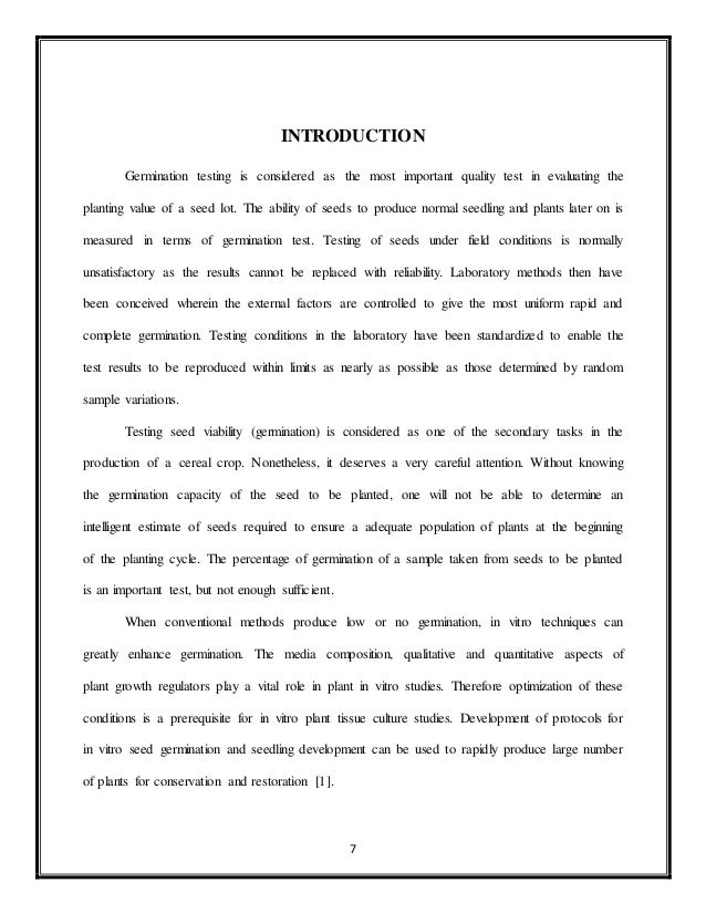 Report On In Vitro Seed Production And Seed Immobilization Report On In Vitro Seed Production And Seed Immobilization