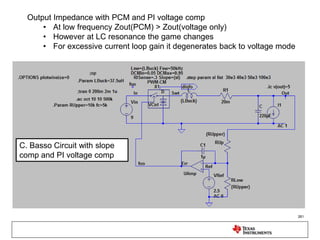 C. Basso Circuit with slope
comp and PI voltage comp
Output Impedance with PCM and PI voltage comp
• At low frequency Zout...