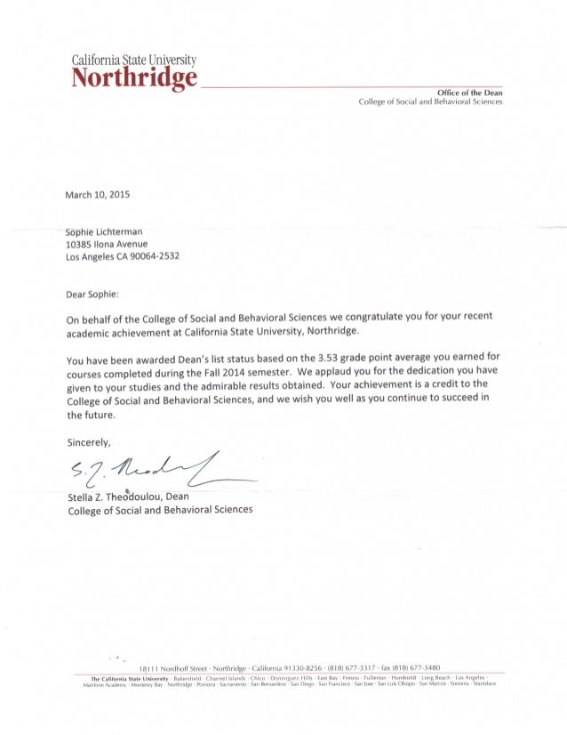 Northridge Dean List798