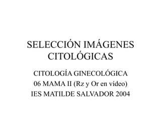 SELECCIÓN IMÁGENES CITOLÓGICAS CITOLOGÍA GINECOLÓGICA  06 MAMA II (Rz y Or en vídeo) IES MATILDE SALVADOR 2004 