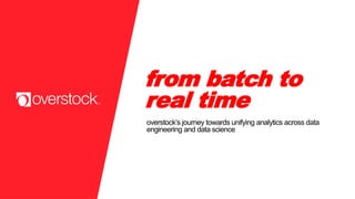 from batch to
real time
overstock’s journey towards unifying analytics across data
engineering and data science
 