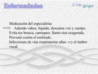 El hogarEl ambienteHumidifica el ambiente (30 %)recipiente sobre el radiadorrecipiente en cada rincón de la habitación.vapores húmedos alcalinosuntar la mucosa nasal con glicerina mentolada.La cabeza y los pies secosNo inhales olores fuertesIrritan la mucosa del aparato respiratorioResequedad de varios dias.La excesiva calefacción seca la mucosa. 